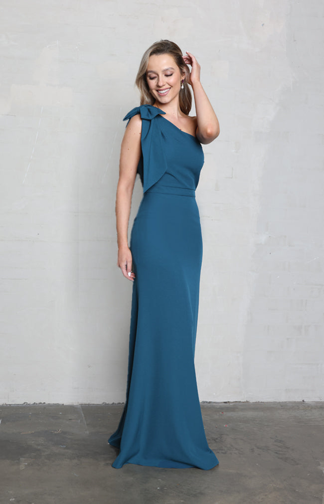 Fleur Gown Detachable Bow - Teal