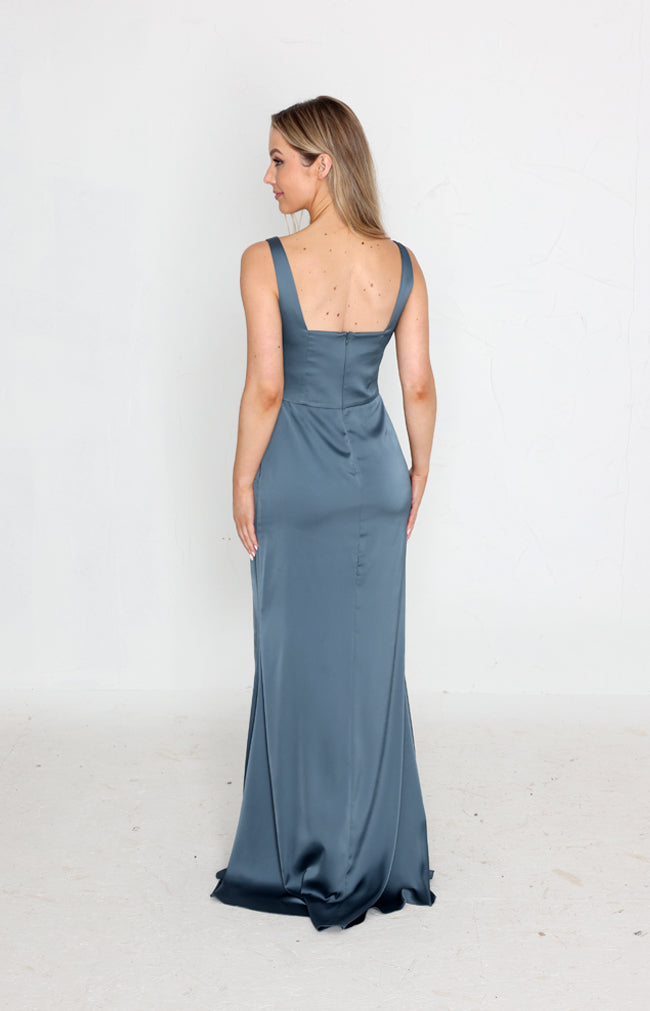 Edwina Satin Gown - Petrol