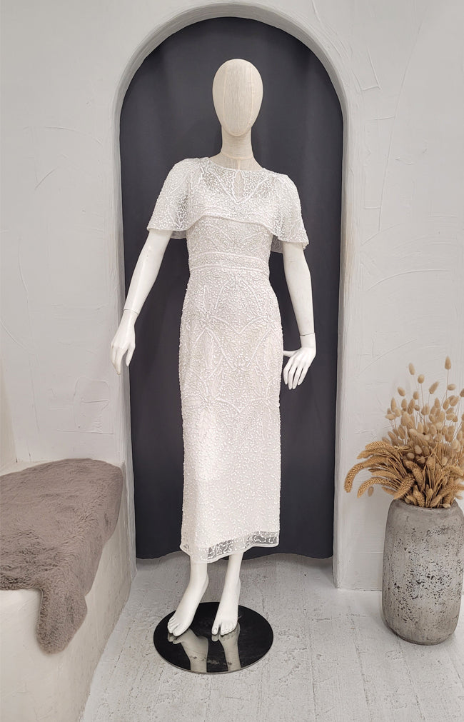 Verona Hand Beaded Cape - Ivory