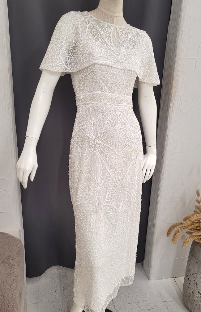 Verona Hand Beaded Cape - Ivory