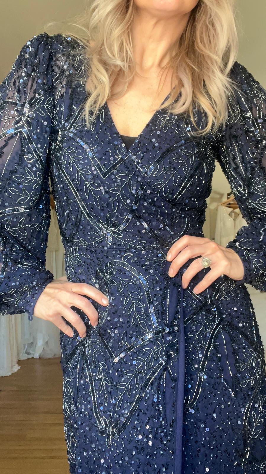 Cara Dress  (Hand Beaded) - Midnight