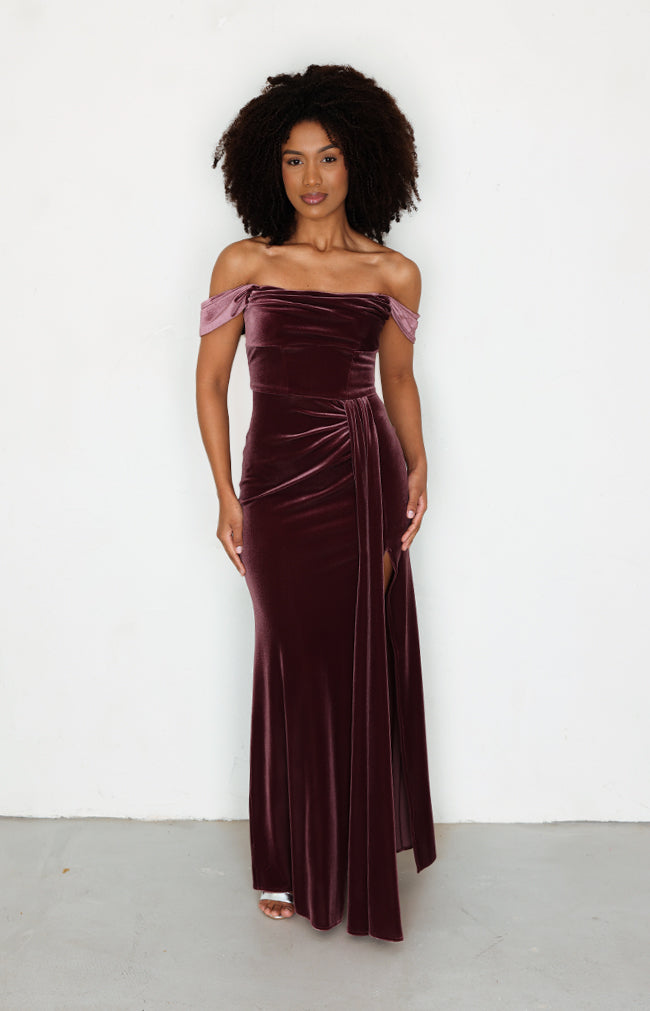 Sofia Velvet Gown - Damson