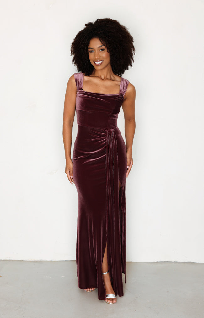Sofia Velvet Gown - Damson