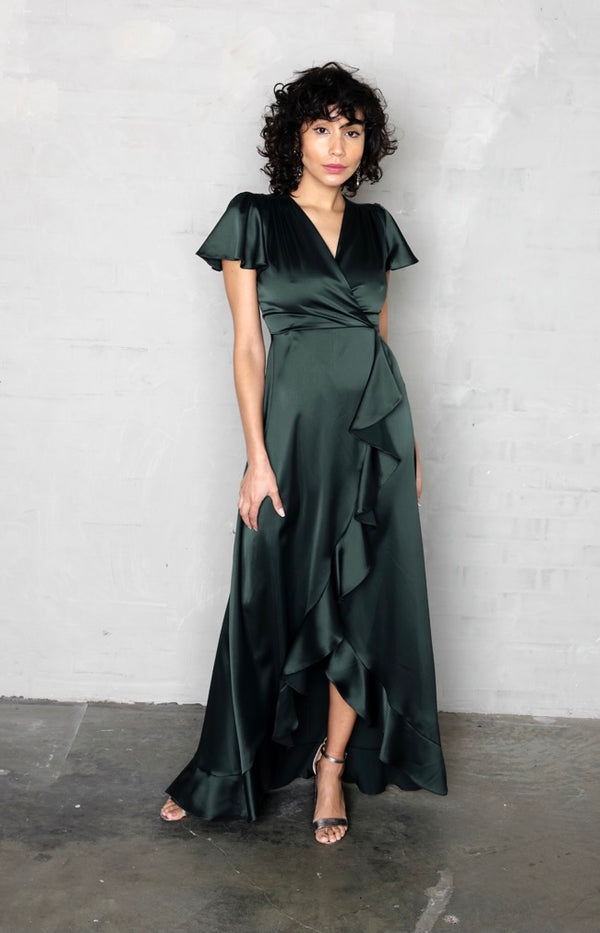Rowe High/Low Gown - Forest Green
