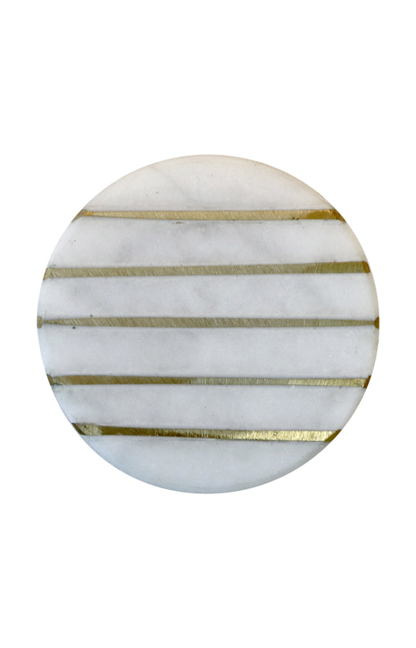 Ivory Round Knob - Gold stripe detail