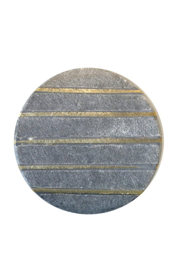 Charcoal Round Knob - Gold stripe detail