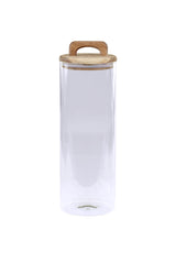 Glass storage jar with acacia lid - L