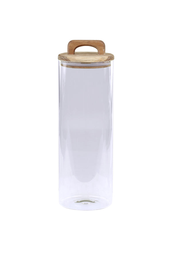 Glass storage jar with acacia lid - L