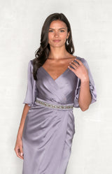 Renata High Back Satin Gown - Lavender