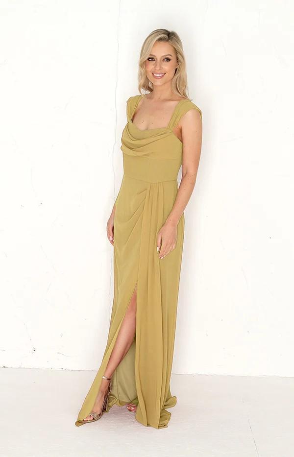 Austen Chiffon Gown  - Desert Sand