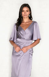 Renata High Back Satin Gown - Lavender