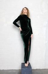 Reese Luxe Velvet Dress - Forest Green