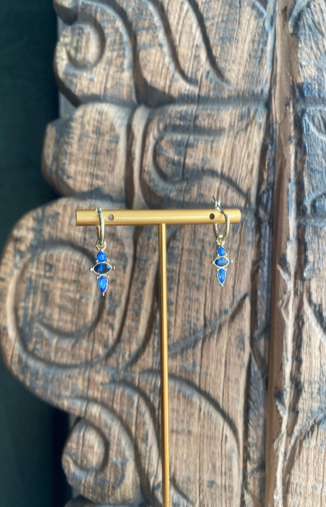 Gold Plated Leire Earrings - Lux Crystal Blue