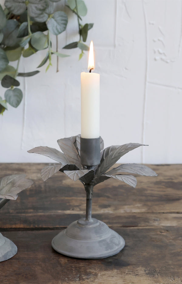 Medium Flower Candlestick - Antique grey