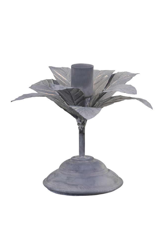 Medium Flower Candlestick - Antique grey