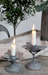 Medium Flower Candlestick - Antique grey