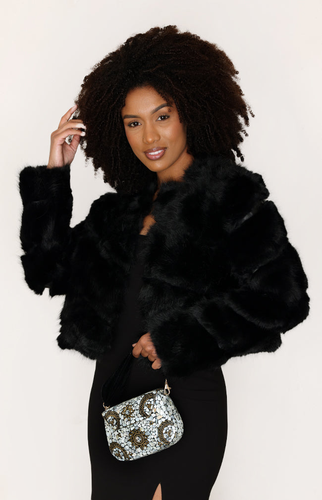 Luxe Faux Fur Jacket  - Black