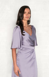 Renata High Back Satin Gown - Lavender