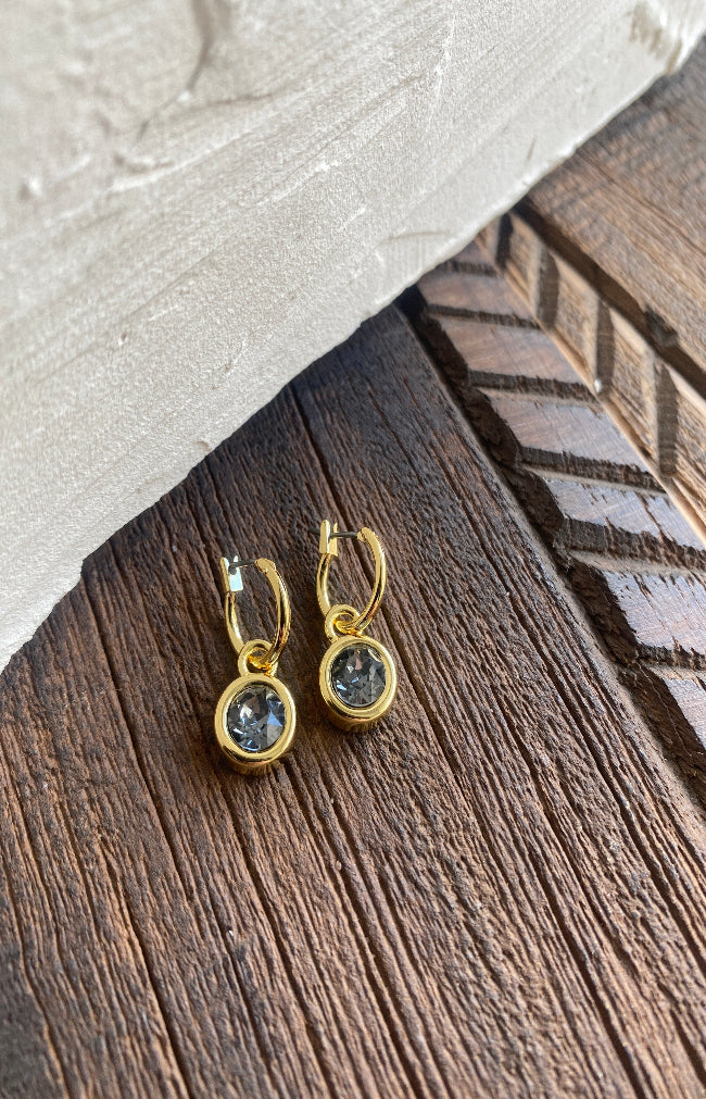 Gold Plated Azalea Earrings - Lux Crystal Grey