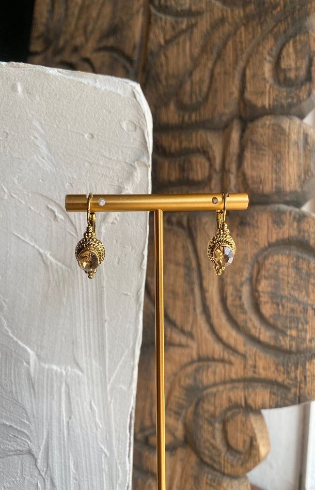 Museum Earrings - Lux Crystal Amber