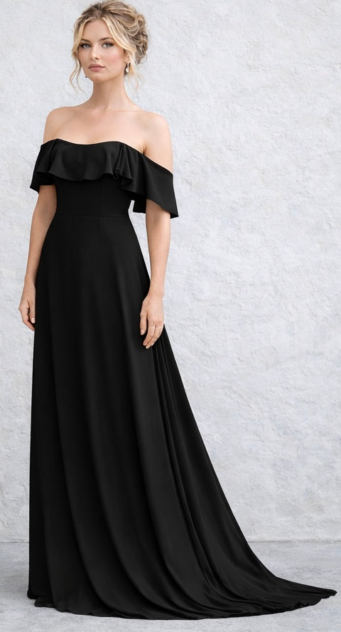Freya Chiffon Gown  - Black
