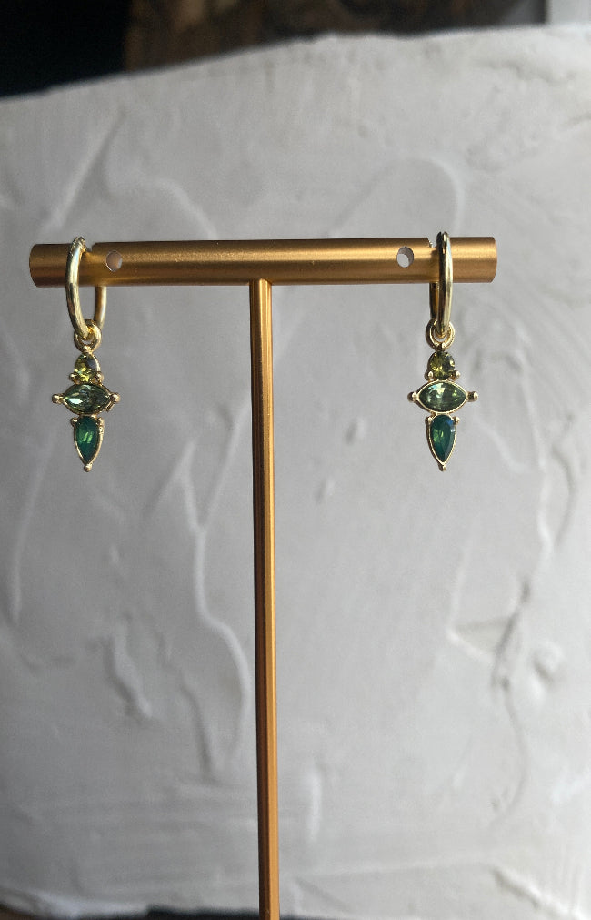 Gold Plated Leire Earrings - Lux Crystal Green