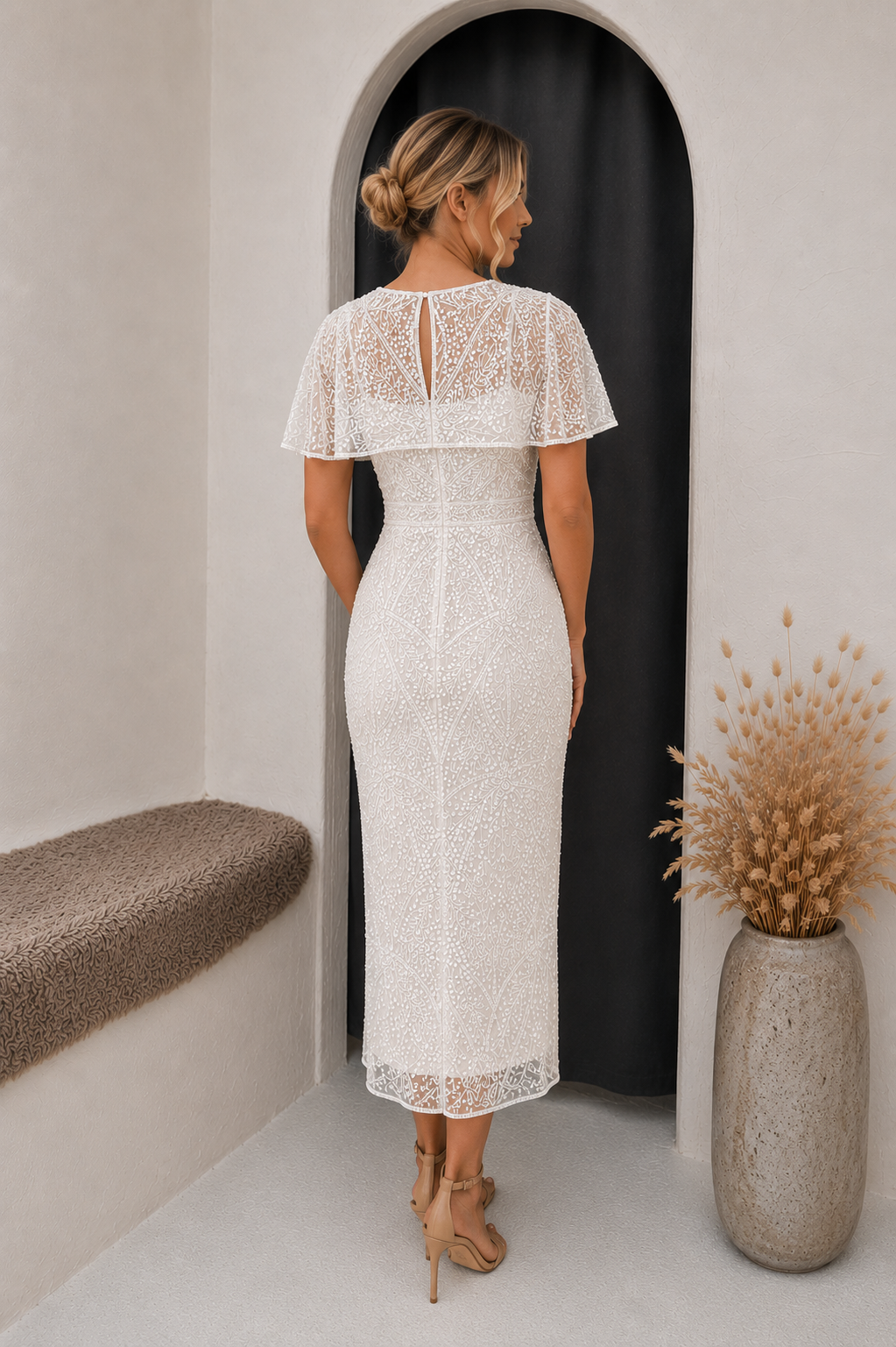 Verona Hand Beaded Dress - Ivory