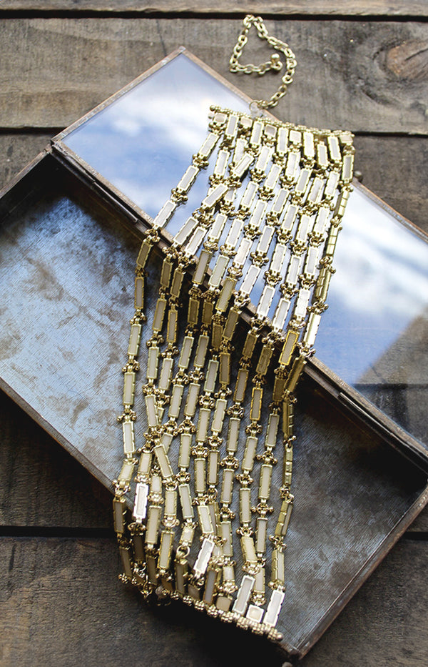 Daley Choker Necklace - Gold/Dirty White