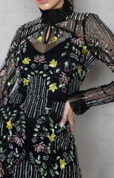 Sasha Hand Embellished Dress - Black Multi
