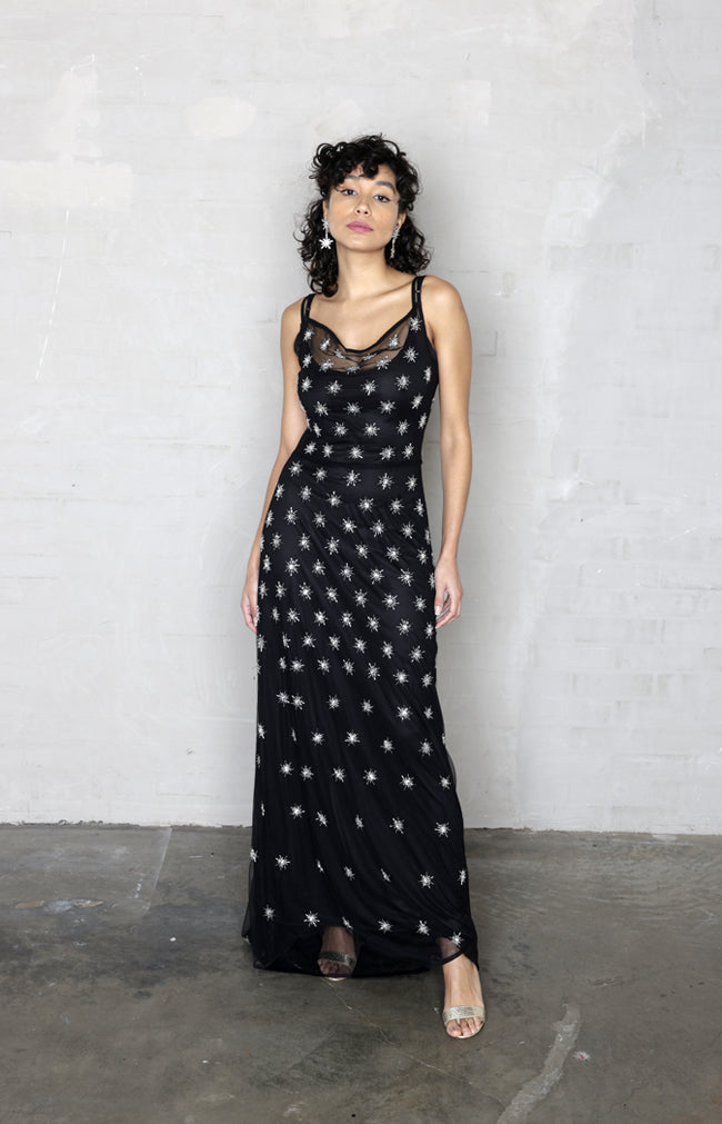 Paige Hand Embellished Gown - Black