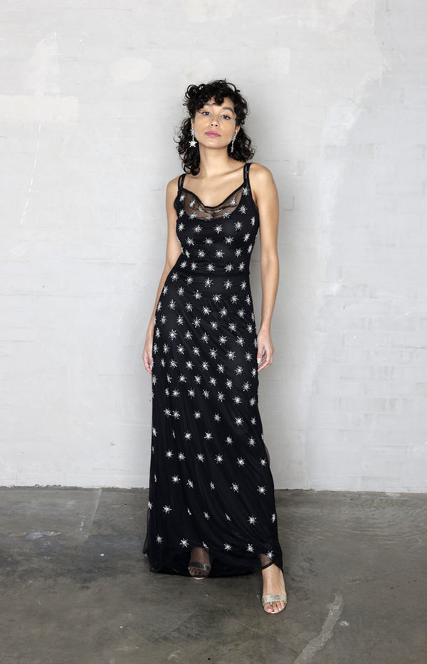 Paige Hand Embellished Gown - Black