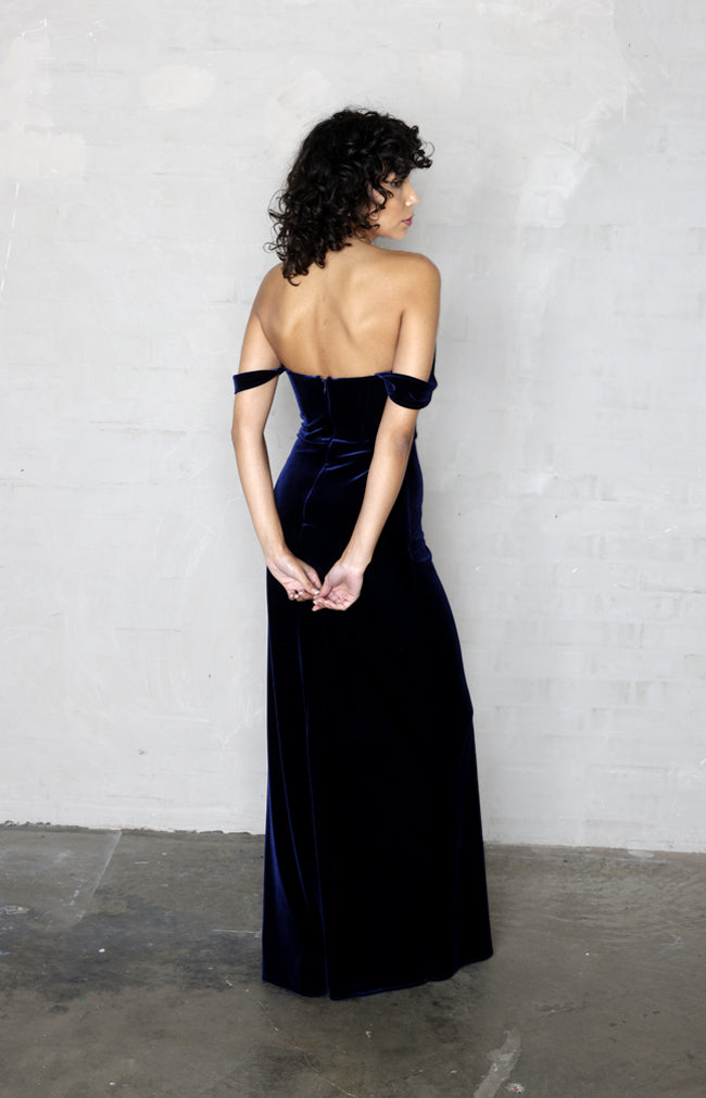 Kate Velvet Gown - Midnight