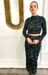 Emily Hand Beaded Top - Forest Green