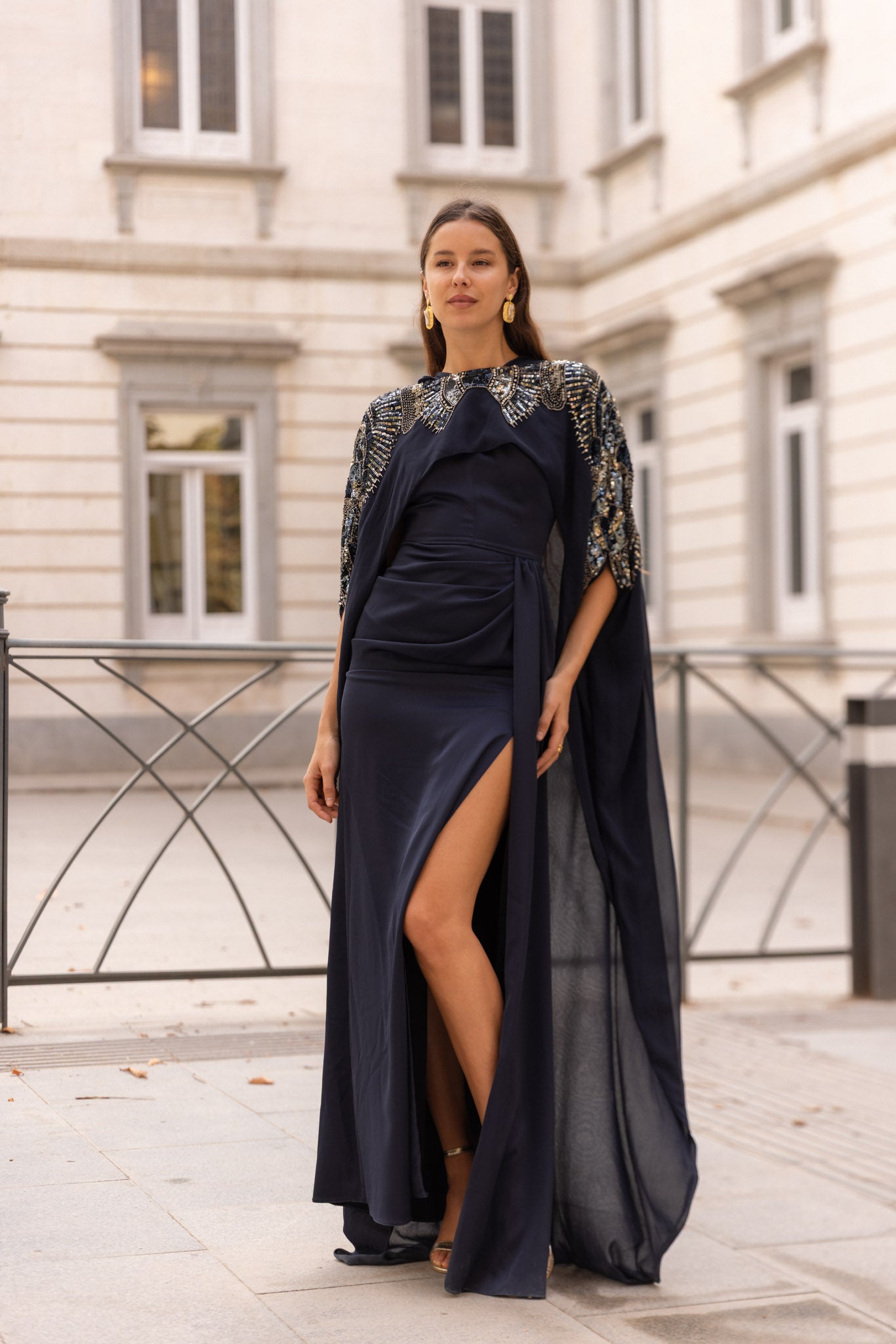 Taylor Hand Embellished Cape - Limited Edition Midnight