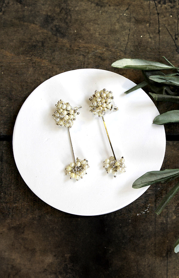 Heidi Earrings - Silver/Pearl