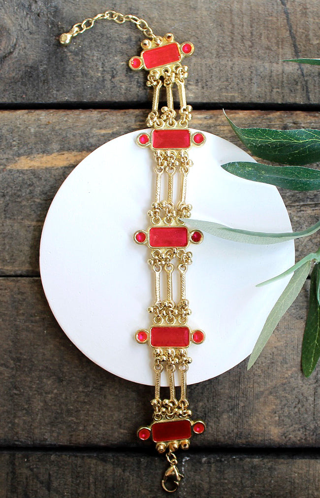 Yasmin Bracelet - Gold/Magenta