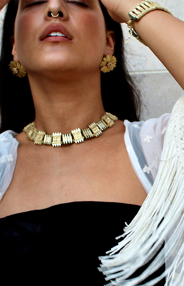 Mae Necklace - Gold/Olive
