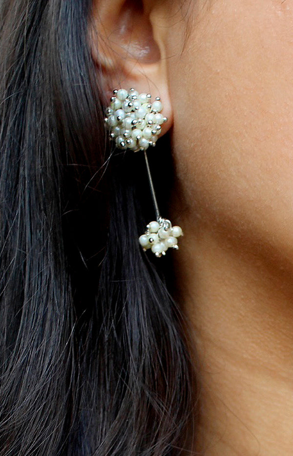 Heidi Earrings - Silver/Pearl