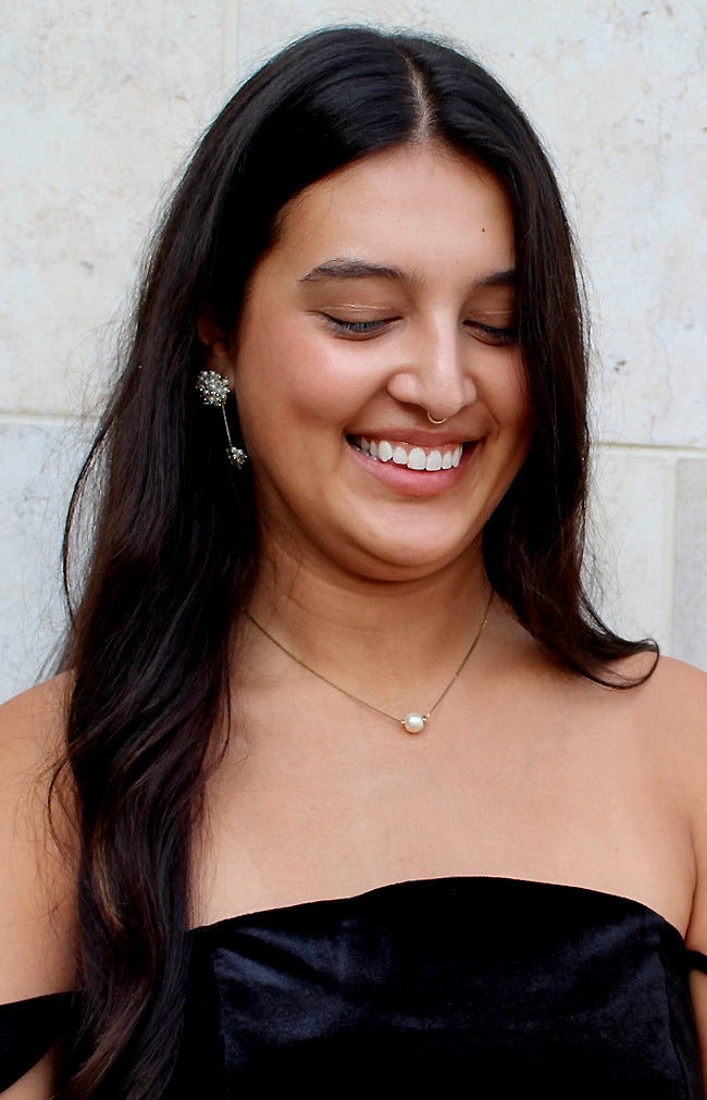 Heidi Earrings - Silver/Pearl