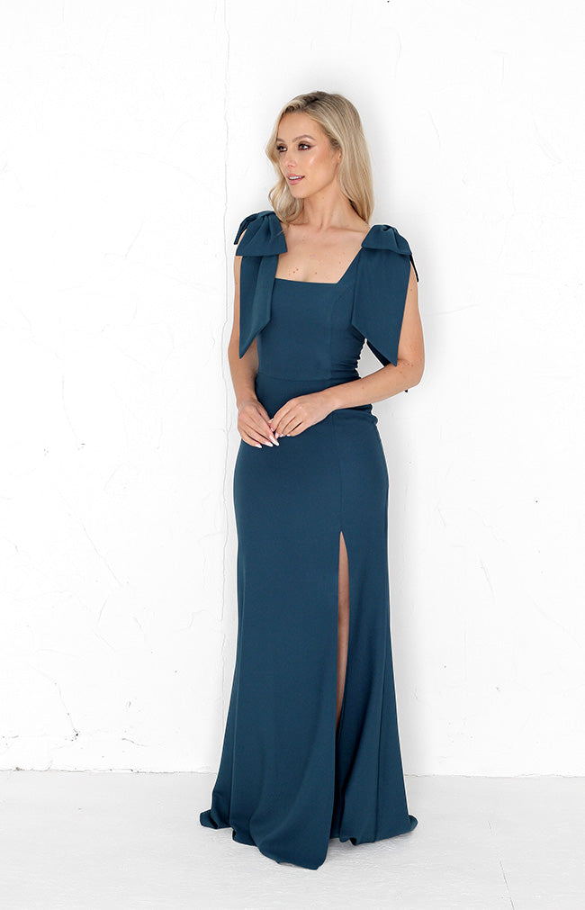Edwina Crepe Gown - Teal