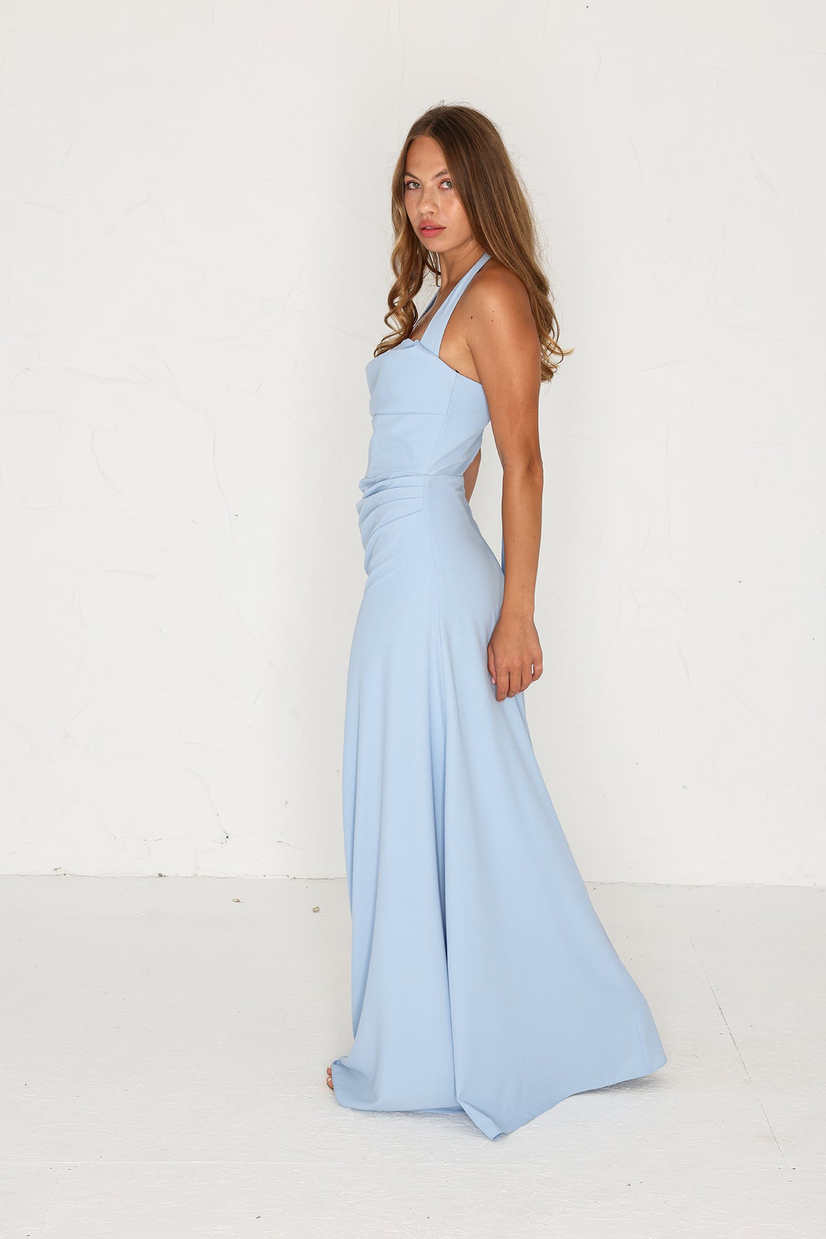 Millie Crepe Gown  - Cashmere Blue