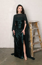 Rian Sequin Gown - Forest Green