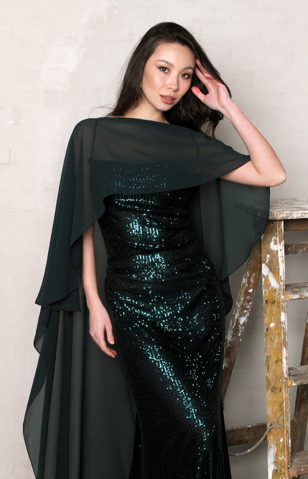 Rian Sequin Gown - Forest Green