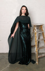 Rian Sequin Gown - Forest Green