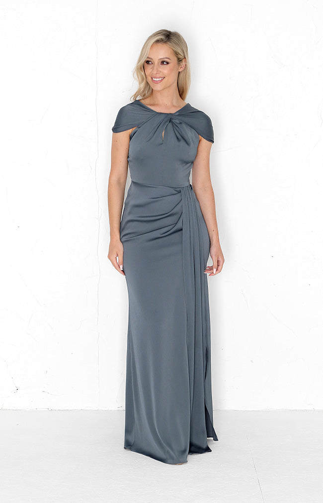 Caprice Satin Gown - Petrol