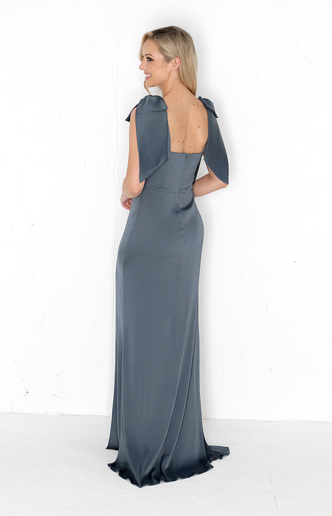 Edwina Satin Bow - Petrol