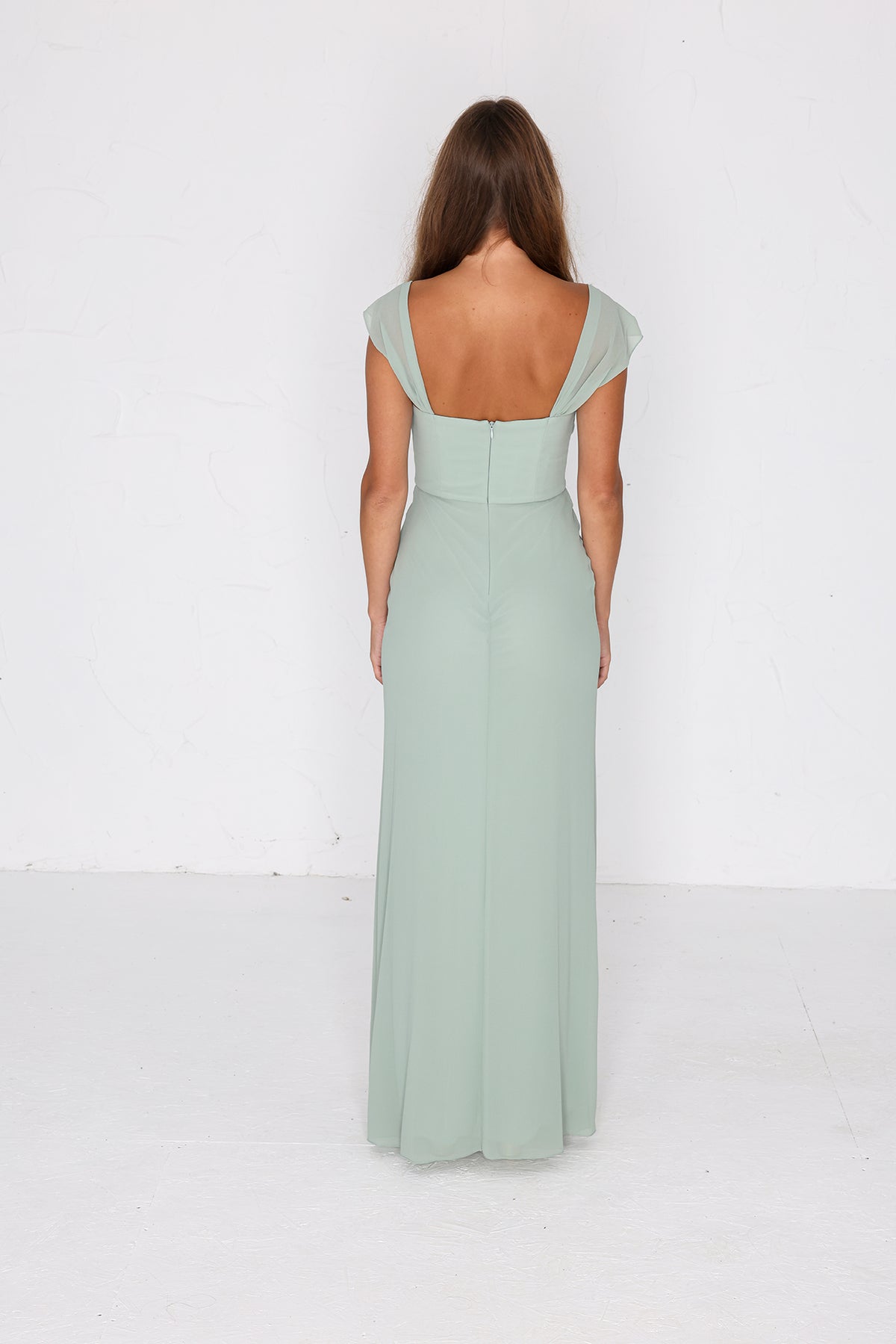 Austen Chiffon Gown - Sage