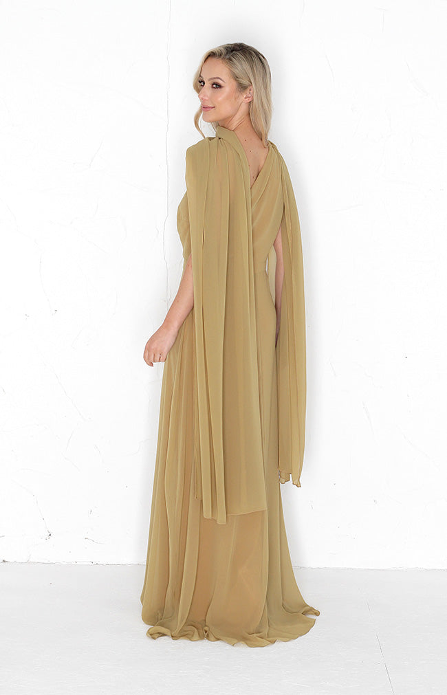 Fleur Chiffon Gown - Desert Sand