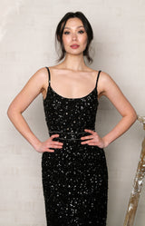 Quinn Hand Beaded Gown - Black