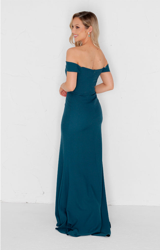 Pia Crepe Gown - Teal